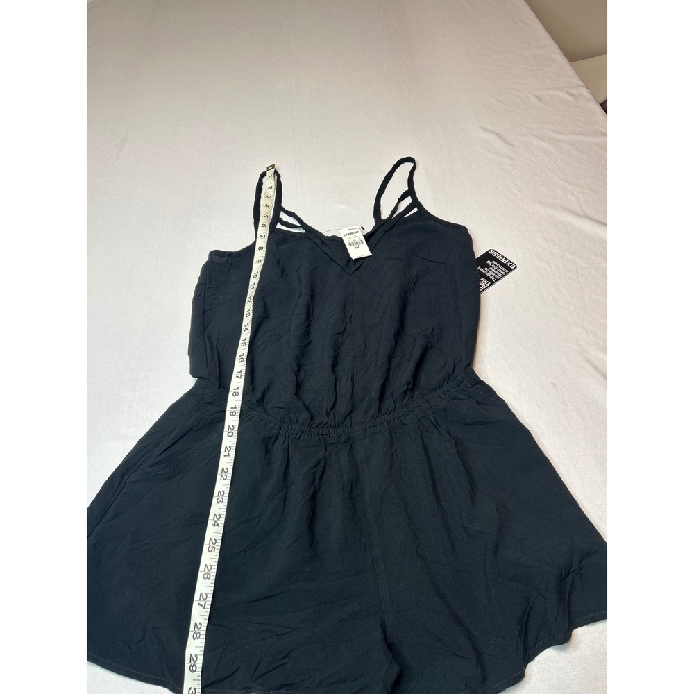Express Black Strappy V-Neck Romper Elastic Waist Pockets Size S 74191767